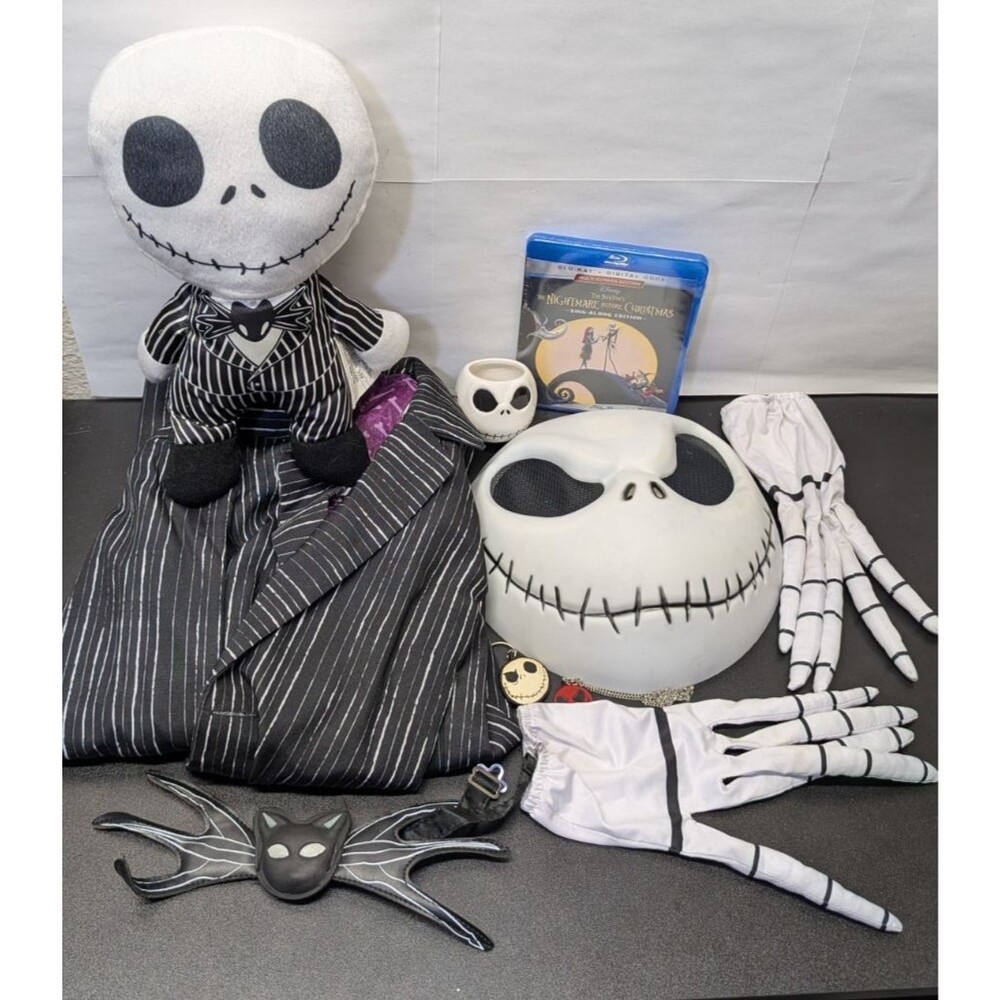 Nightmare Before Christmas Jack Skellington Kids Costume Size L Plush Blu-ray